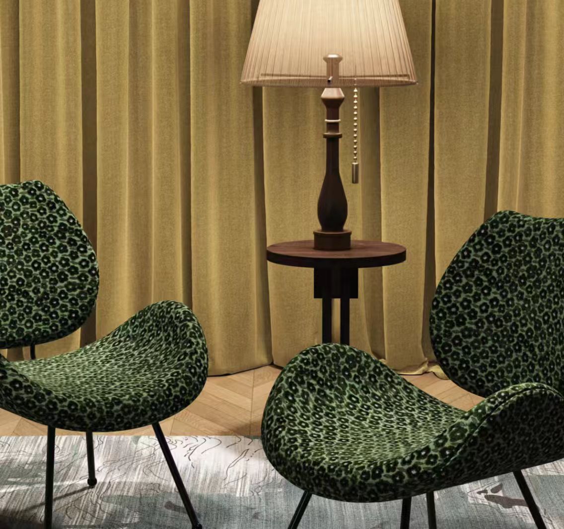 Kvaliteetne Jacquard Velvet Ploomiõie mustriga diivanikangas